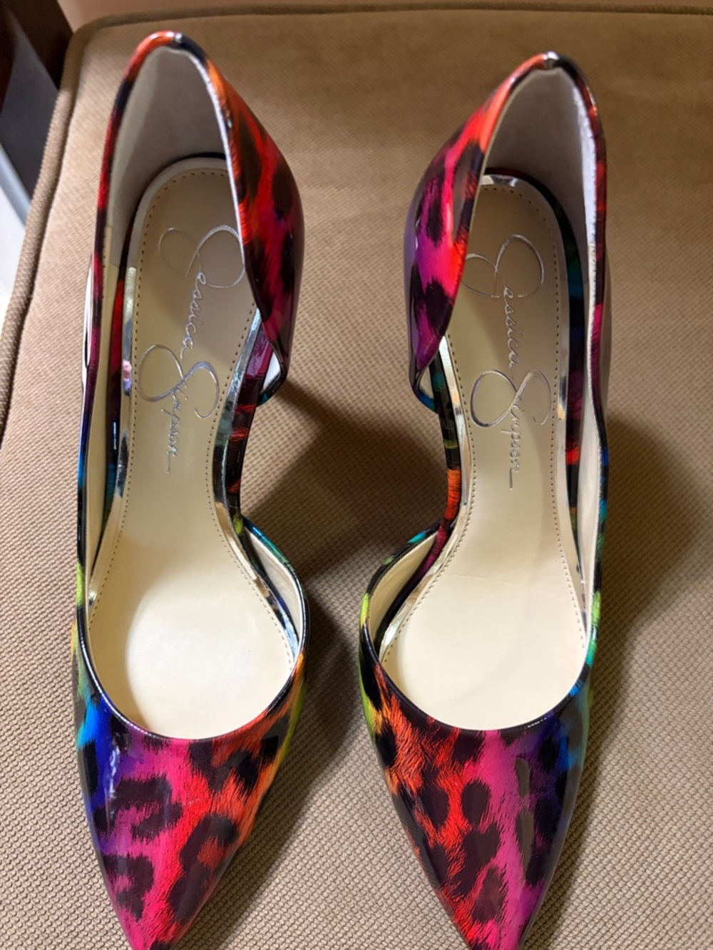 NWOT Jessica Simpson Multicolor Leopard-Print Pointed-Toe Stilettos - Picture 4 of 9